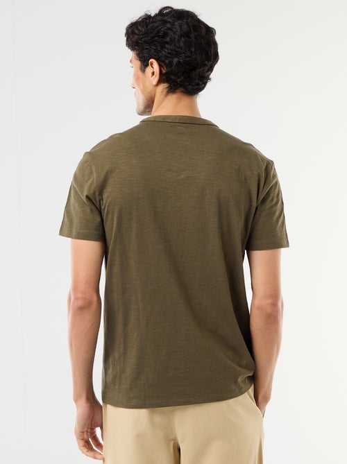 Camiseta de manga corta con cuello tunecino - Kiabi