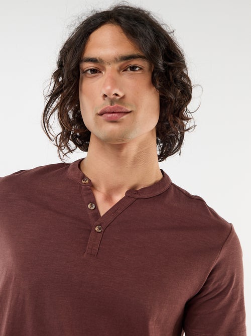 Camiseta de manga corta con cuello tunecino - Kiabi