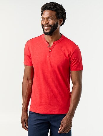 Camiseta de manga corta con cuello tunecino