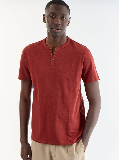 Camiseta de manga corta con cuello tunecino - Kiabi
