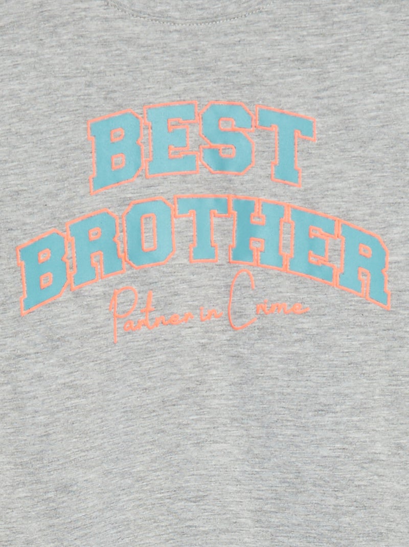 Camiseta de manga corta con detalle Brother GRIS - Kiabi