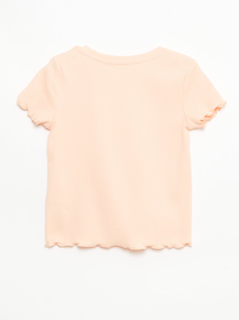 Camiseta de manga corta con detalle calado Naranja - Kiabi