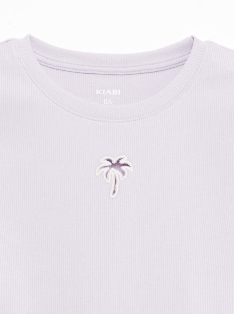 Camiseta de manga corta con detalle calado Purpura - Kiabi