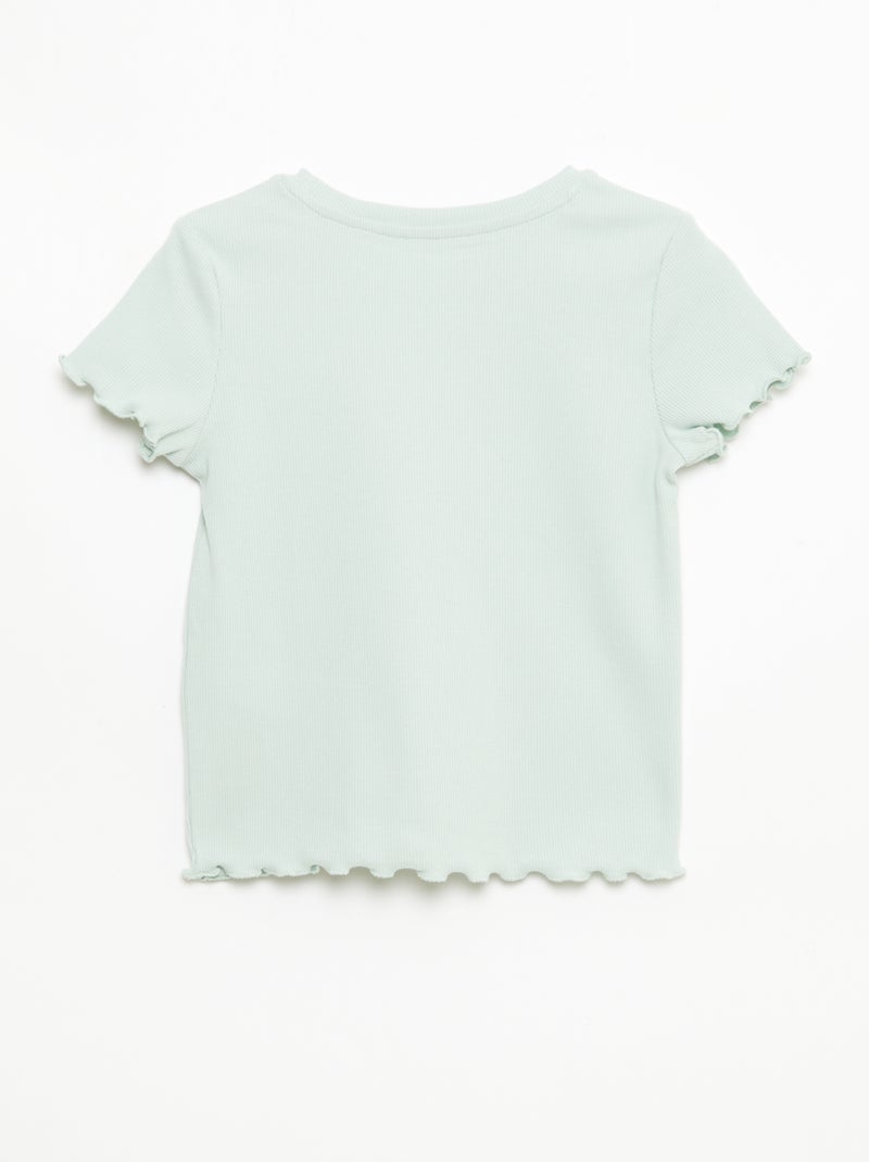 Camiseta de manga corta con detalle calado Verde - Kiabi