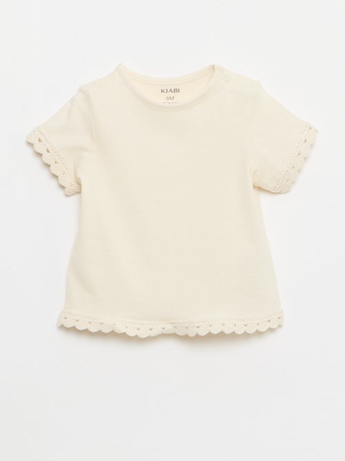 Camiseta de manga corta con detalles de ganchillo - Kiabi