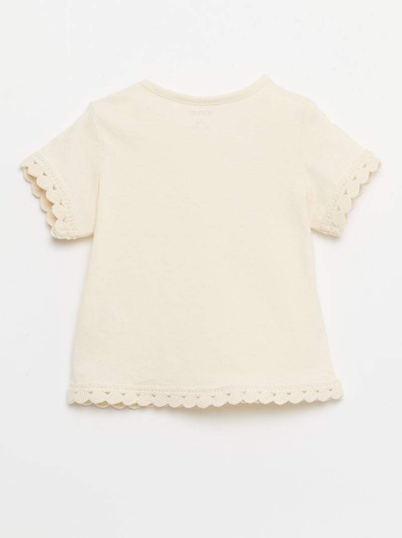 Camiseta de manga corta con detalles de ganchillo Blanco - Kiabi