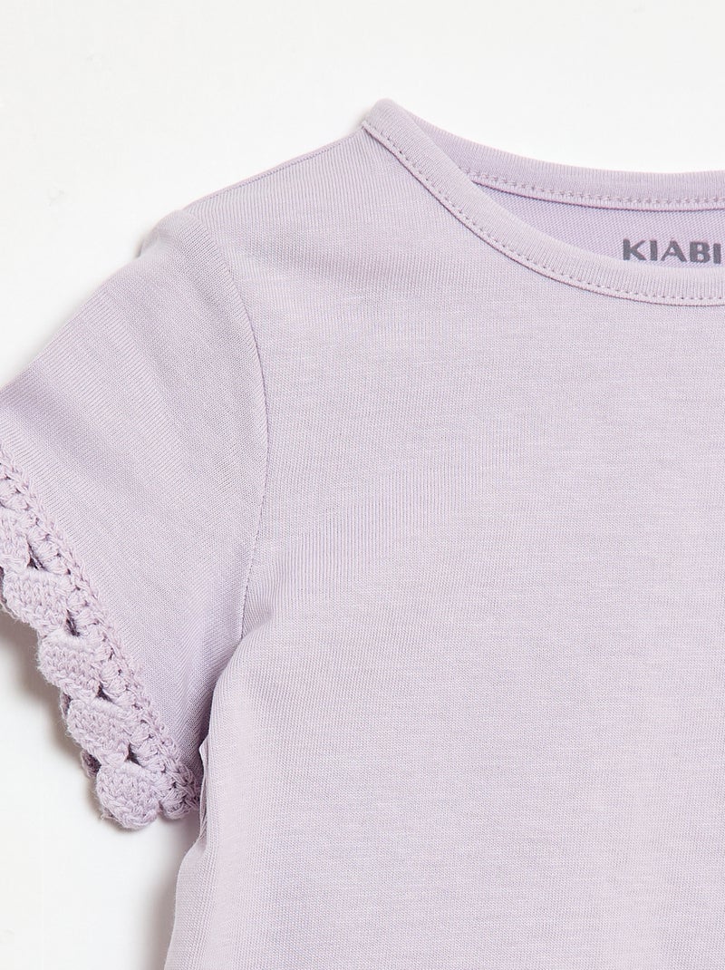 Camiseta de manga corta con detalles de ganchillo Rosa - Kiabi