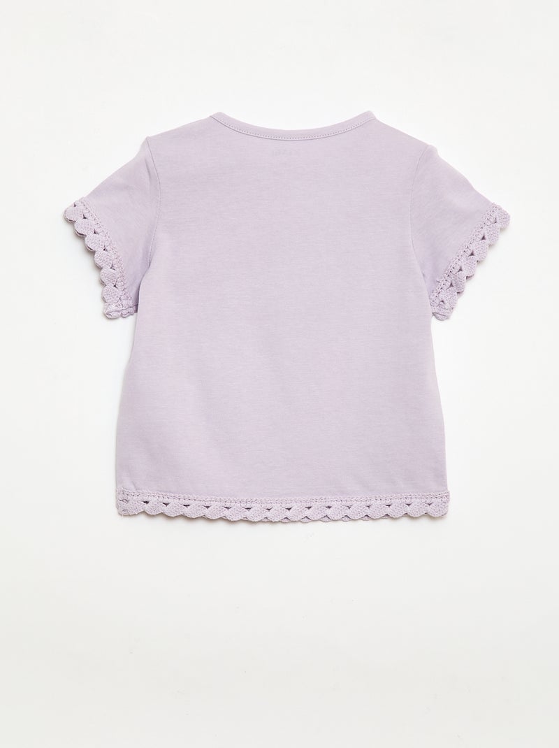 Camiseta de manga corta con detalles de ganchillo Rosa - Kiabi