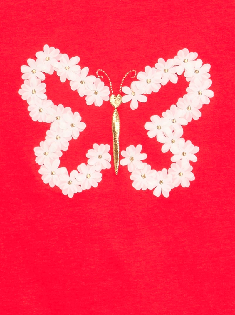 Camiseta de manga corta con diseño Rojo - Kiabi