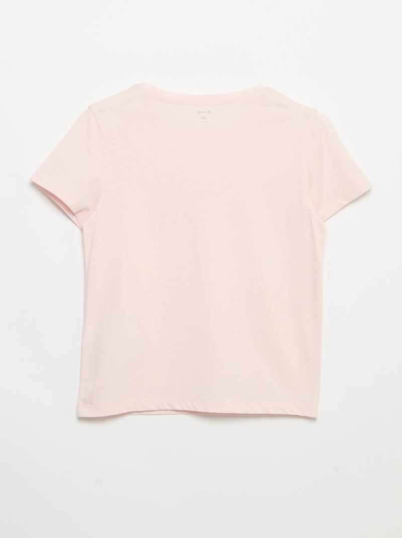 Camiseta de manga corta con diseño Rosa - Kiabi
