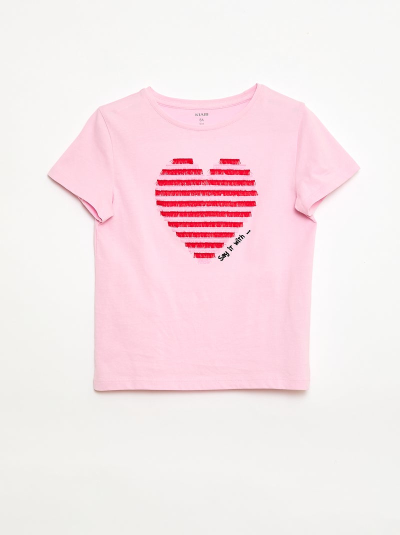Camiseta de manga corta con diseño Rosa - Kiabi