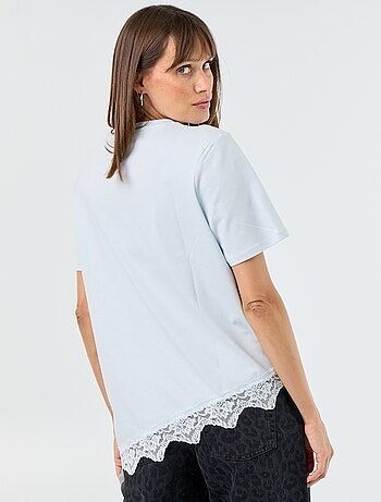 Camiseta de manga corta con encaje