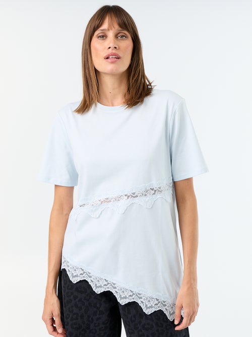 Camiseta de manga corta con encaje - Kiabi Camiseta de manga corta con encaje - Kiabi