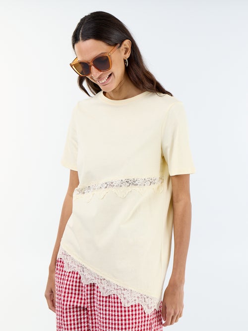 Camiseta de manga corta con encaje - Kiabi