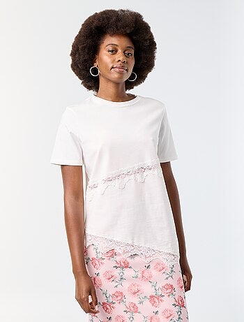 Camiseta de manga corta con encaje