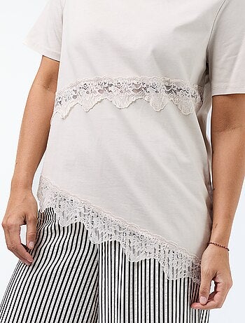 Camiseta de manga corta con encaje