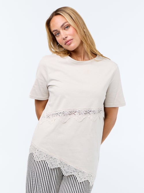 Camiseta de manga corta con encaje - Kiabi