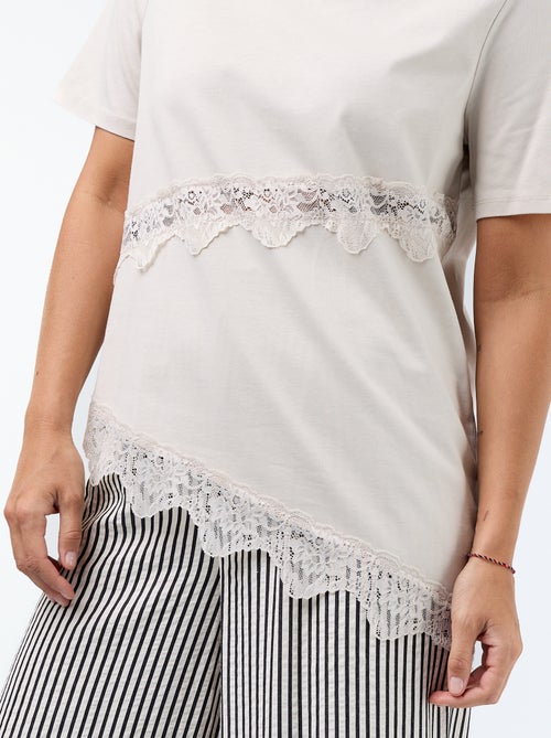 Camiseta de manga corta con encaje - Kiabi