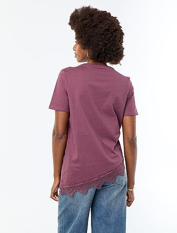 Camiseta de manga corta con encaje