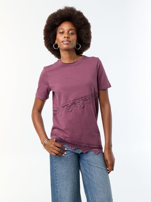 Camiseta de manga corta con encaje - Kiabi Camiseta de manga corta con encaje - Kiabi