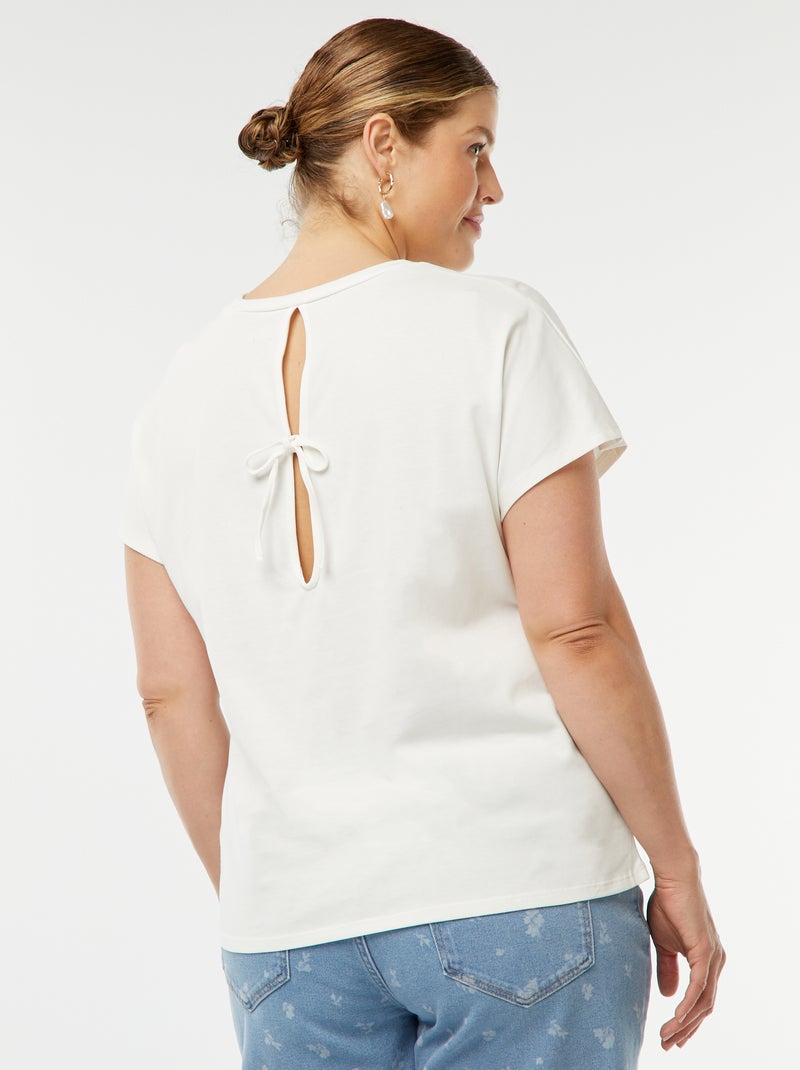 Camiseta de manga corta con espalda abierta BLANCO - Kiabi