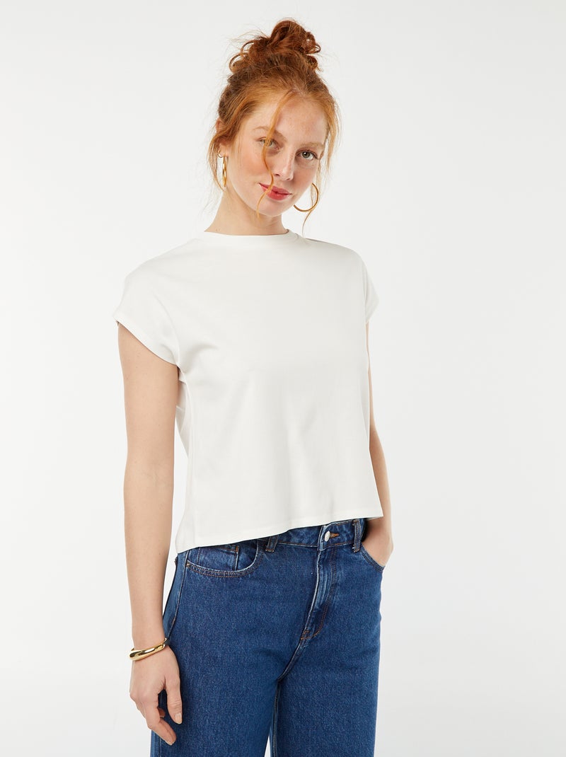 Camiseta de manga corta con espalda abierta BLANCO - Kiabi