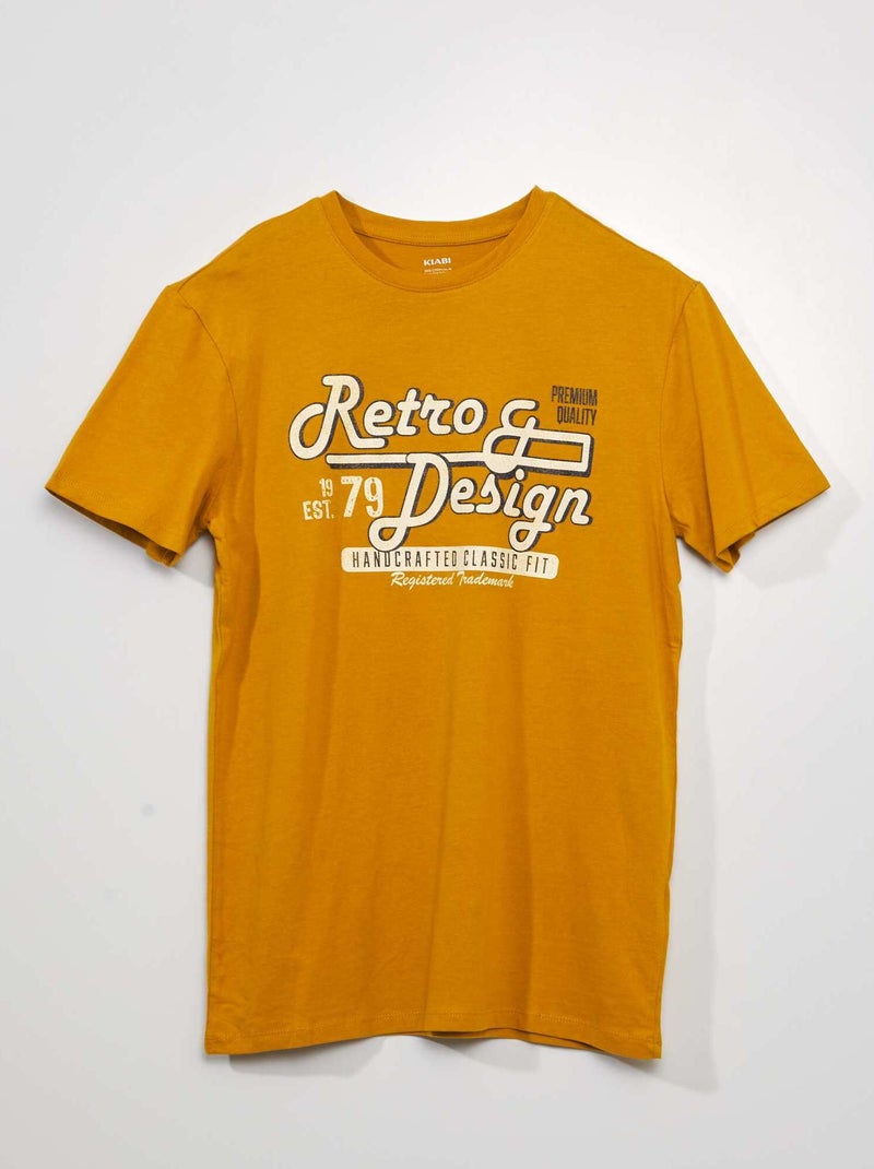 Camiseta de manga corta con estampado AMARILLO - Kiabi