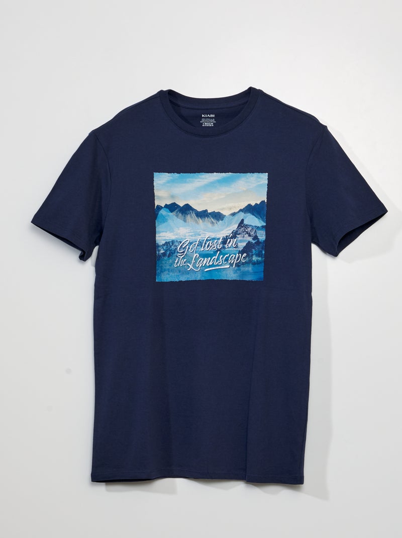 Camiseta de manga corta con estampado AZUL - Kiabi