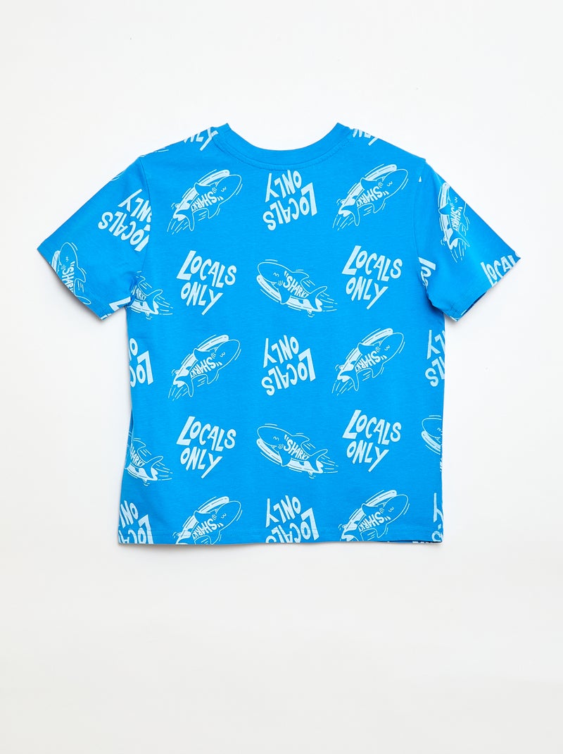 Camiseta de manga corta con estampado Azul - Kiabi