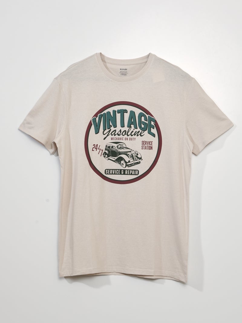 Camiseta de manga corta con estampado BEIGE - Kiabi