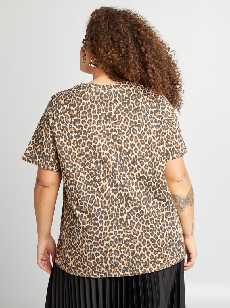 Camiseta de manga corta con estampado BEIGE - Kiabi
