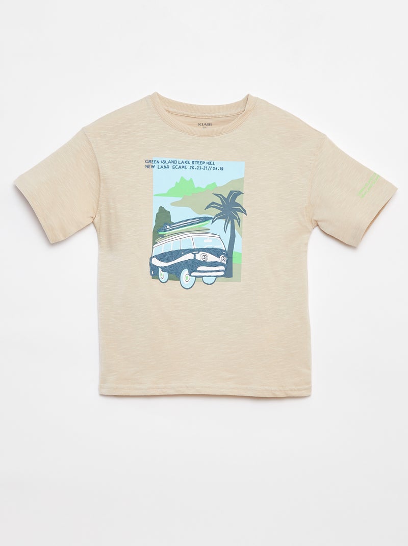 Camiseta de manga corta con estampado BEIGE - Kiabi