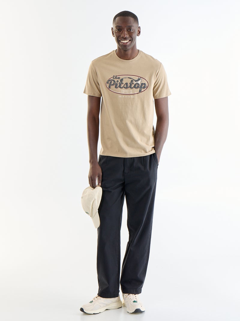 Camiseta de manga corta con estampado de fantasía Beige - Kiabi