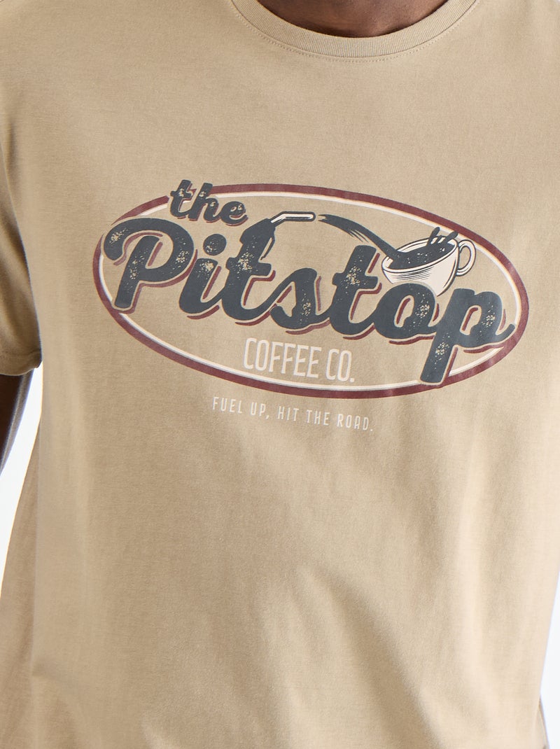 Camiseta de manga corta con estampado de fantasía Beige - Kiabi