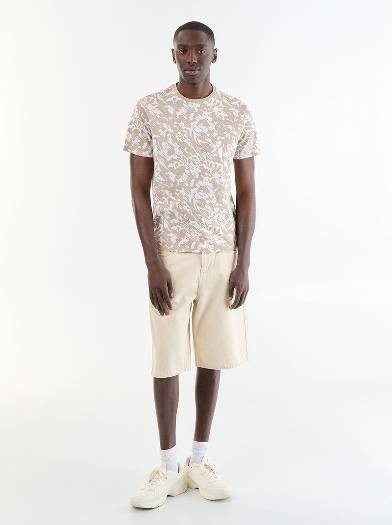 Camiseta de manga corta con estampado de fantasía Beige - Kiabi
