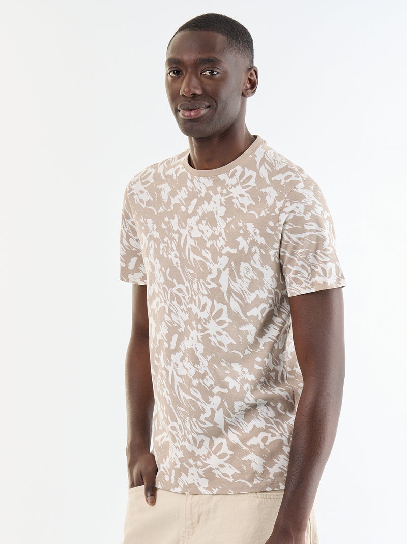 Camiseta de manga corta con estampado de fantasía Beige - Kiabi