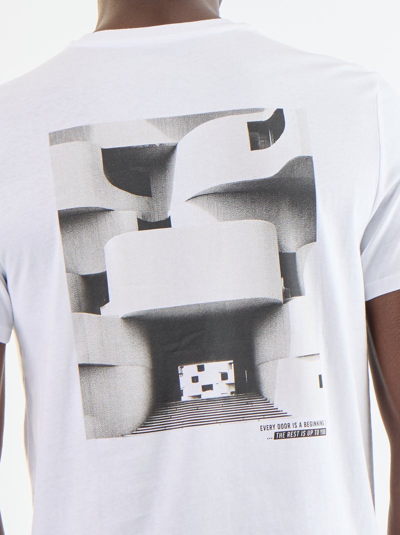 Camiseta de manga corta con estampado de fantasía Blanco - Kiabi