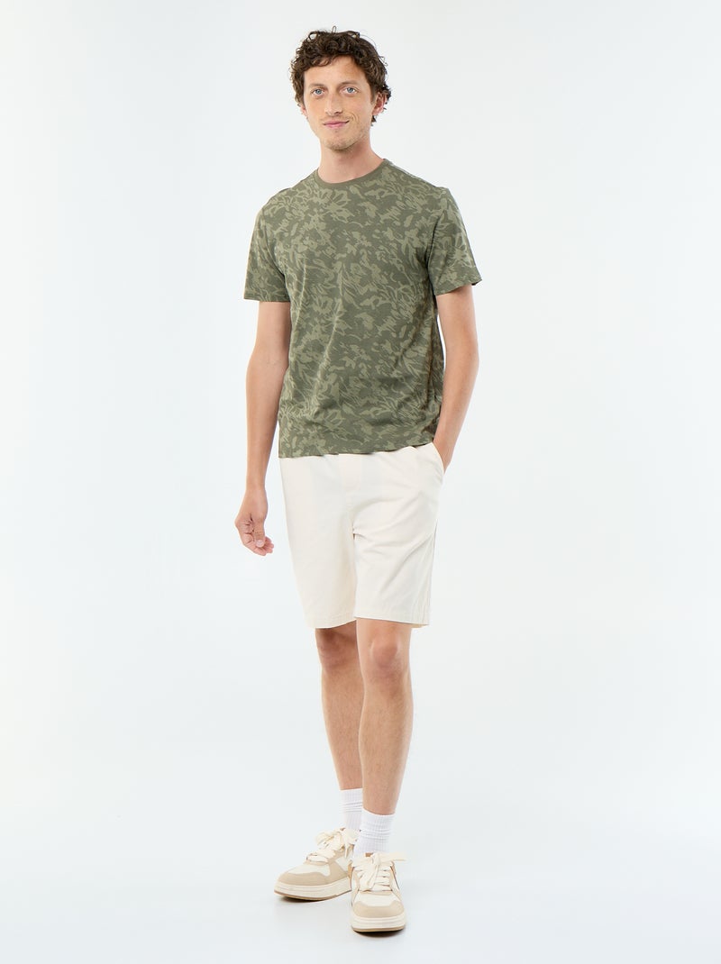 Camiseta de manga corta con estampado de fantasía Kaki - Kiabi