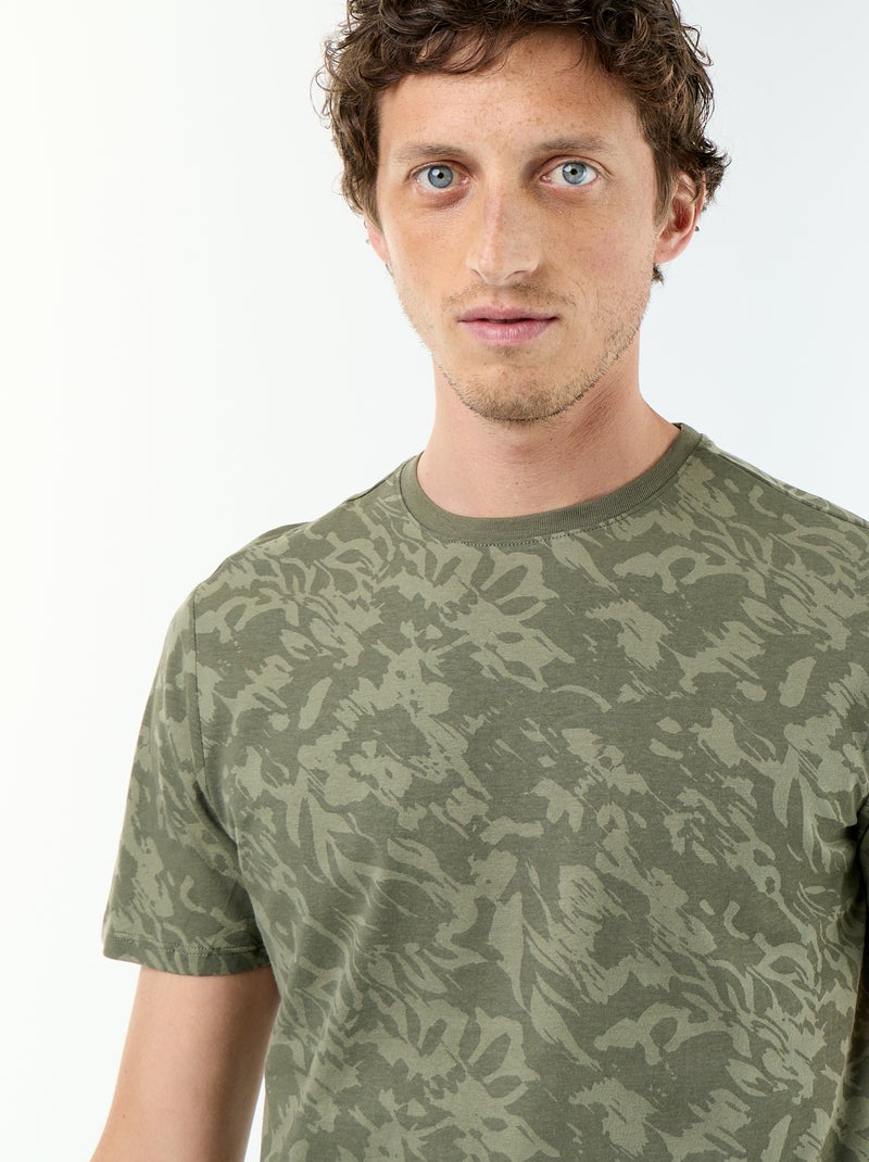 Camiseta de manga corta con estampado de fantasía Kaki - Kiabi