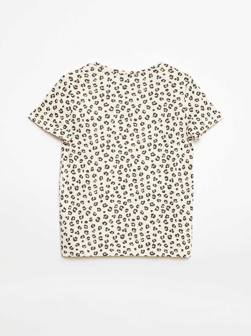 Camiseta de manga corta con estampado de leopardo Beige - Kiabi