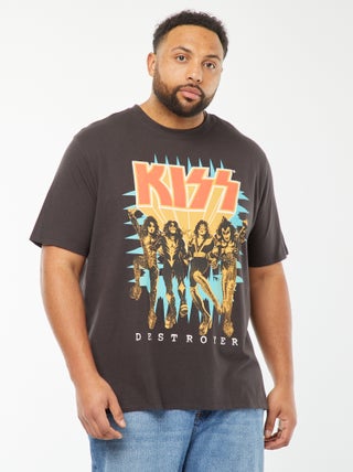 Camiseta de manga corta con estampado delantero 'Kiss'