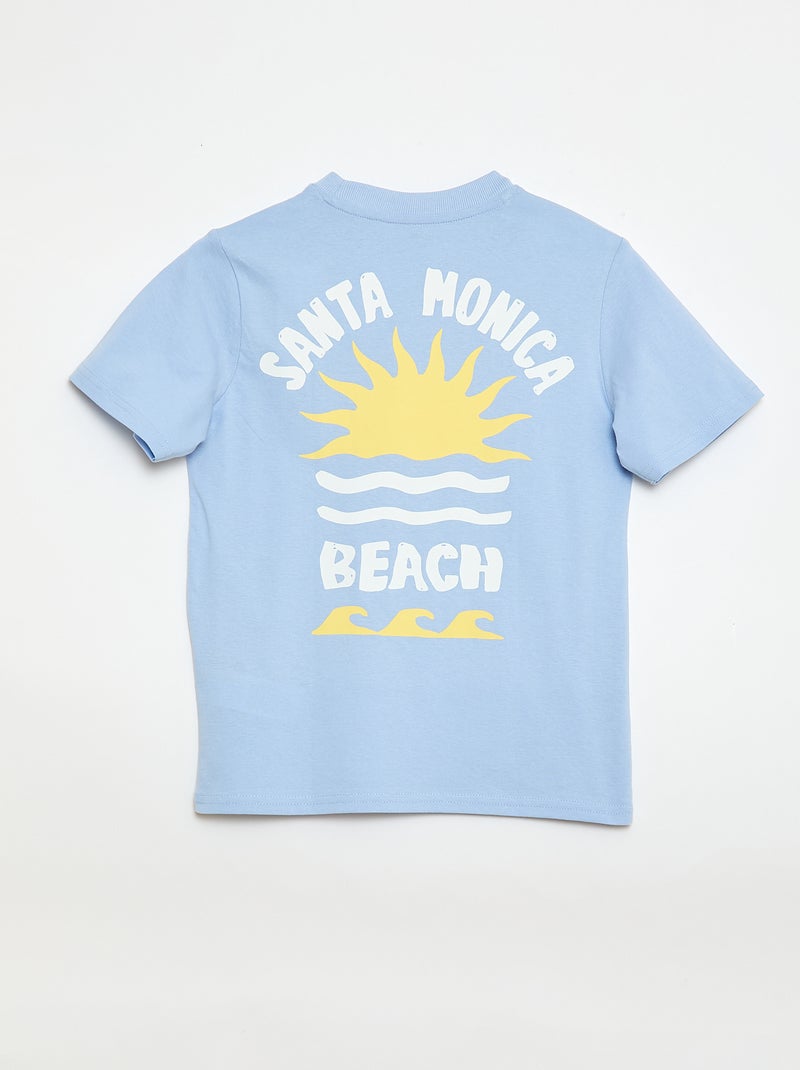 Camiseta de manga corta con estampado delantero/trasero Azul - Kiabi