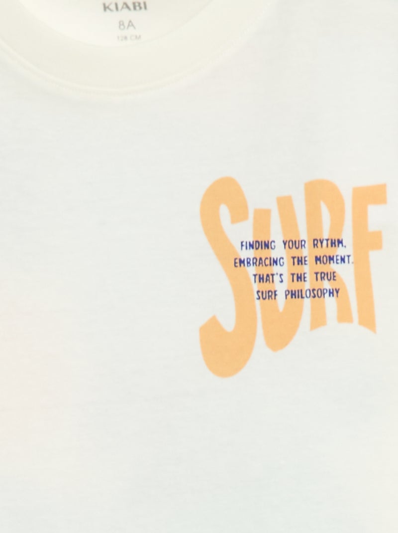 Camiseta de manga corta con estampado delantero/trasero Beige - Kiabi