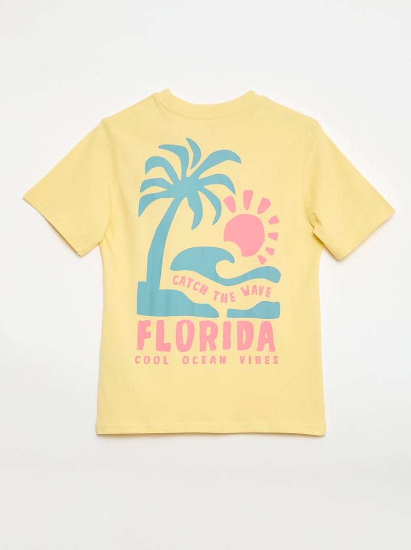 Camiseta de manga corta con estampado delantero/trasero Beige - Kiabi