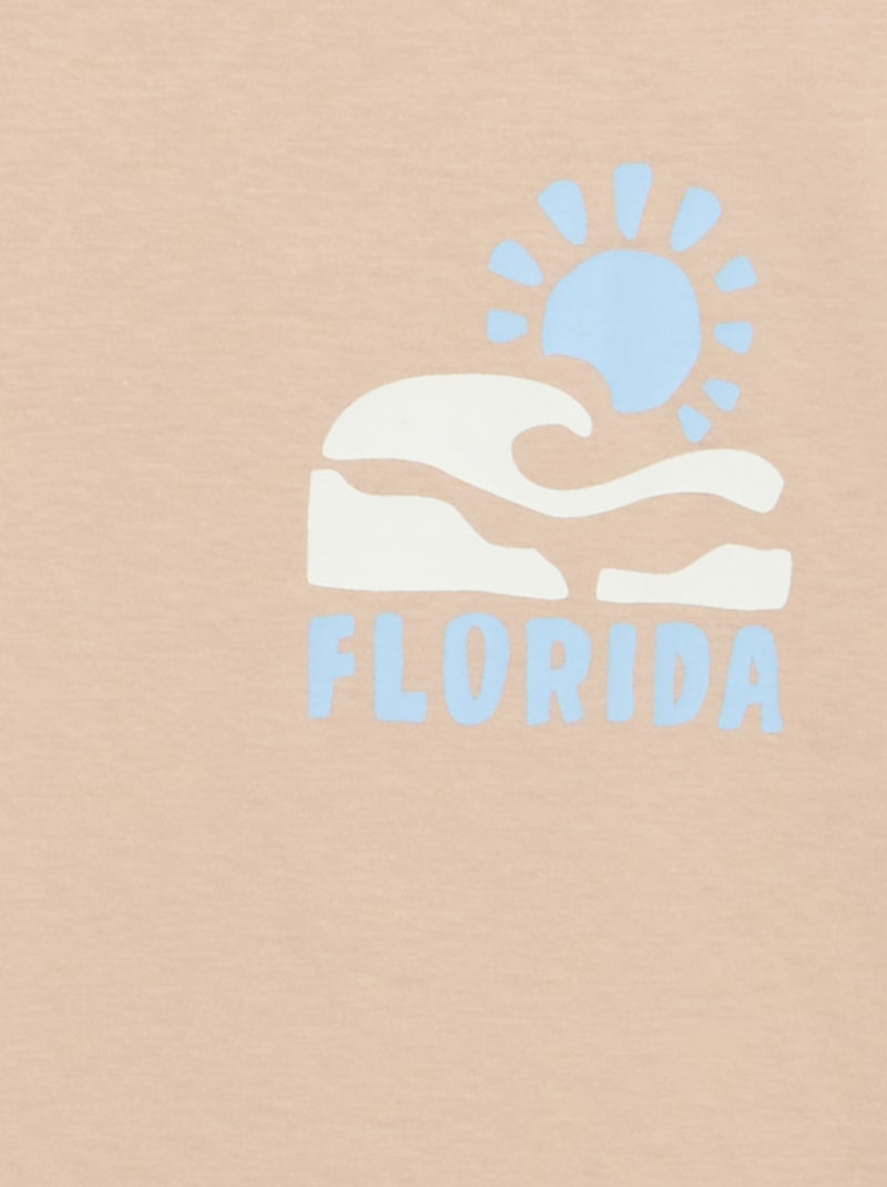 Camiseta de manga corta con estampado delantero/trasero Beige - Kiabi