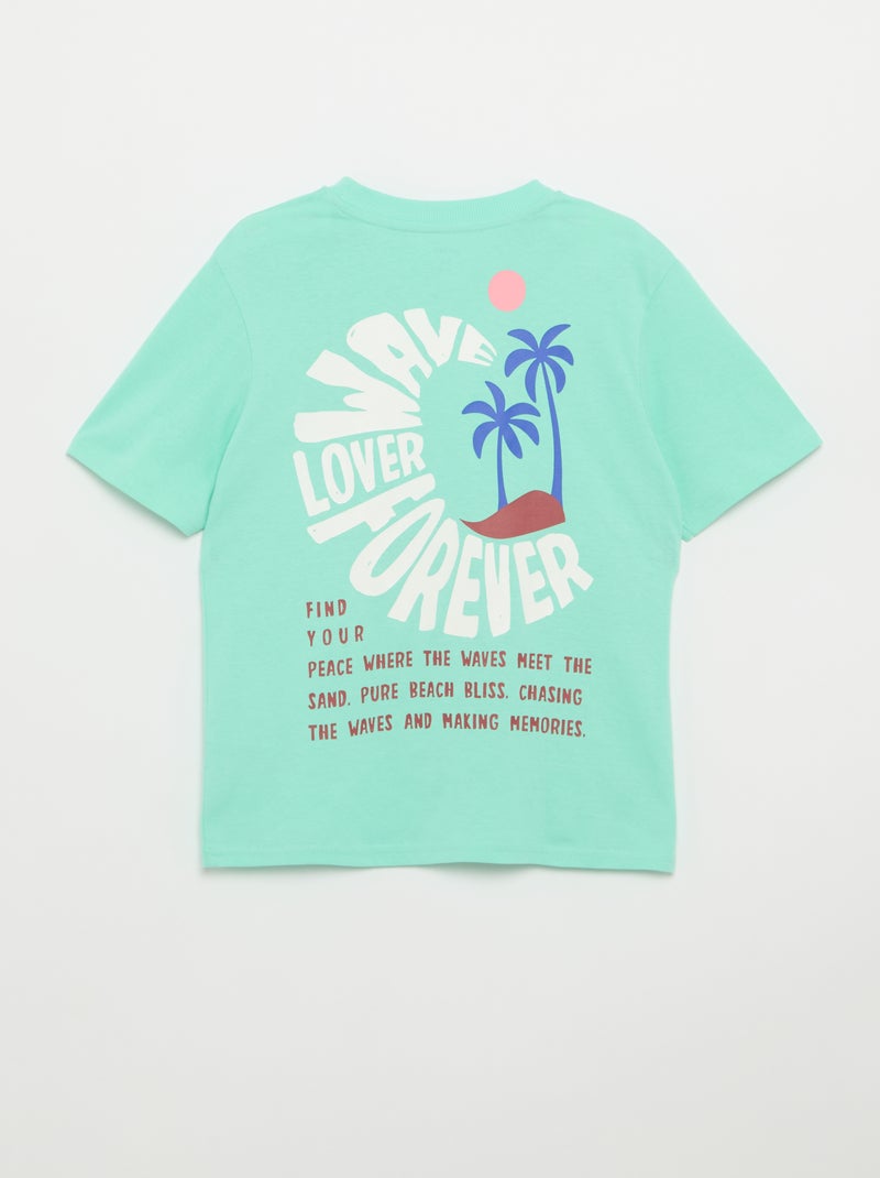 Camiseta de manga corta con estampado delantero/trasero Verde - Kiabi