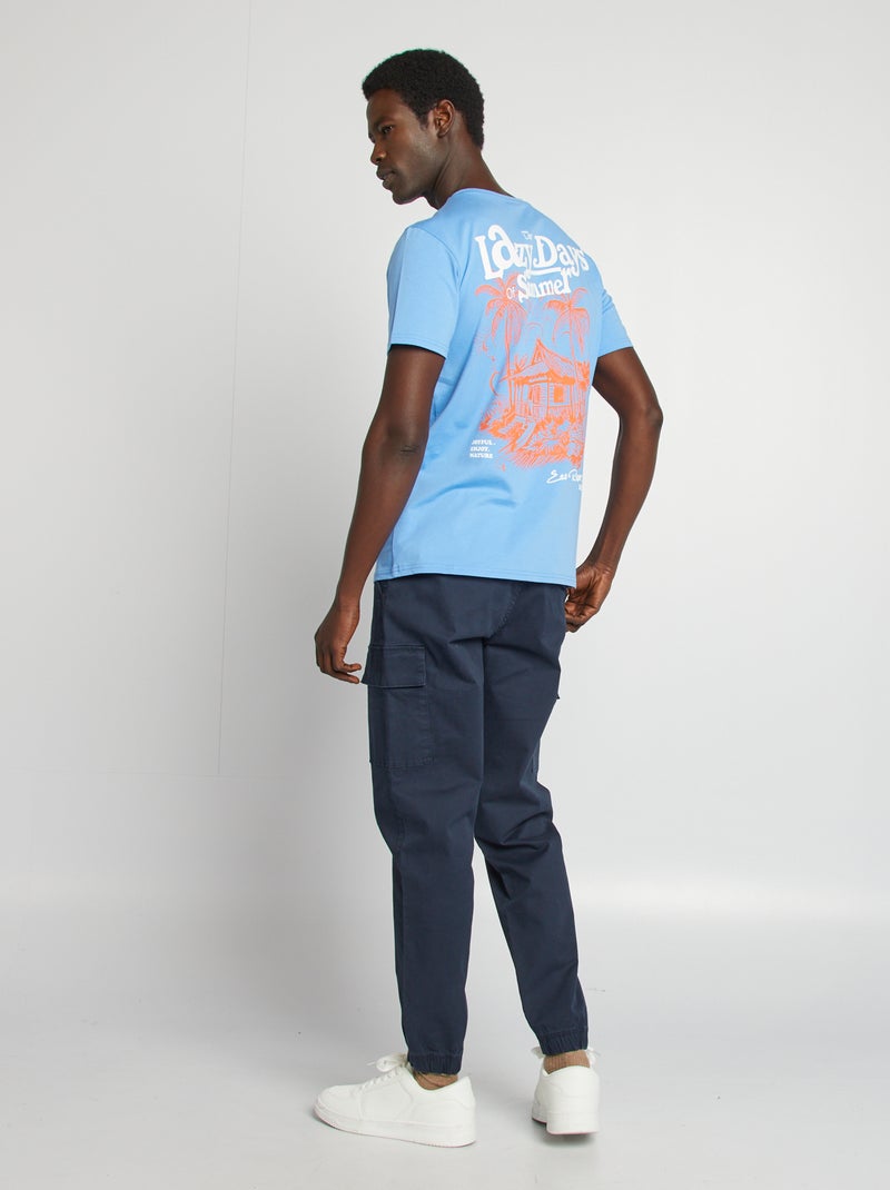 Camiseta de manga corta con estampado en ambos lados AZUL - Kiabi