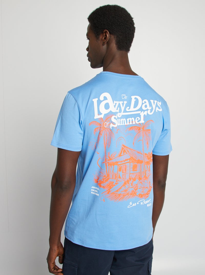 Camiseta de manga corta con estampado en ambos lados AZUL - Kiabi