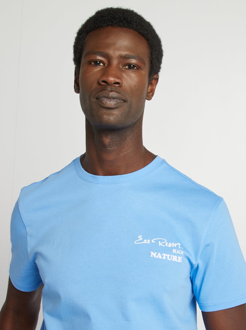 Camiseta de manga corta con estampado en ambos lados AZUL - Kiabi