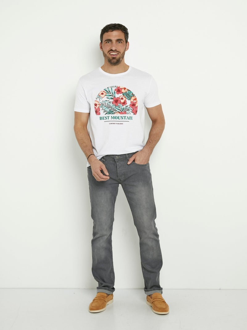 Camiseta de manga corta con estampado exótico Blanco - Kiabi